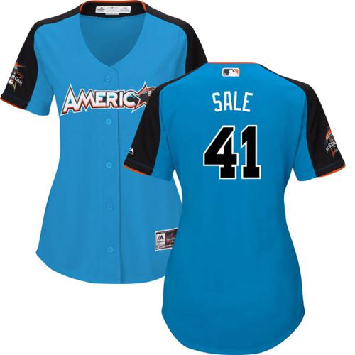 Red Sox #41 Chris Sale Blue 2017 All-Star American League Women's Stitched MLB Jersey