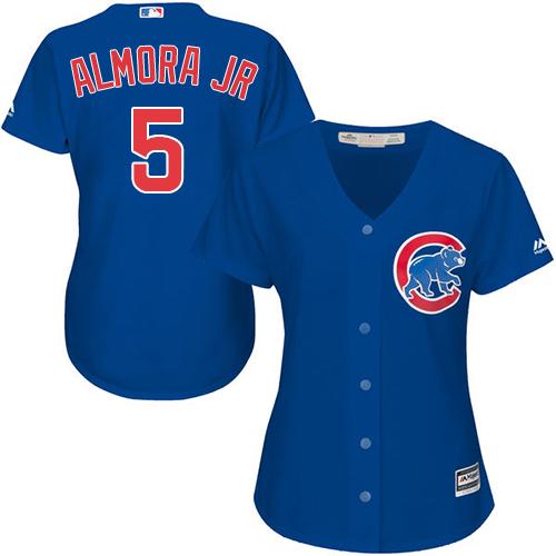 Cubs #5 Albert Almora Jr. Blue Alternate Women's Stitched MLB Jersey