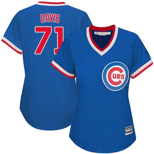 Cubs #71 Wade Davis Blue Cooperstown Women's Stitched MLB Jersey