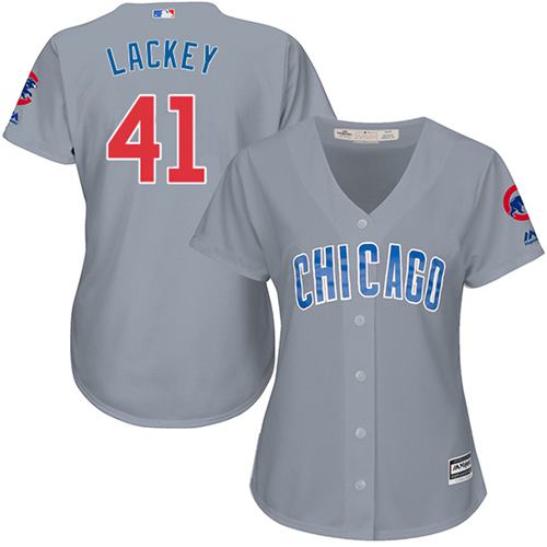 Cubs #41 John Lackey Grey Road Women's Stitched MLB Jersey