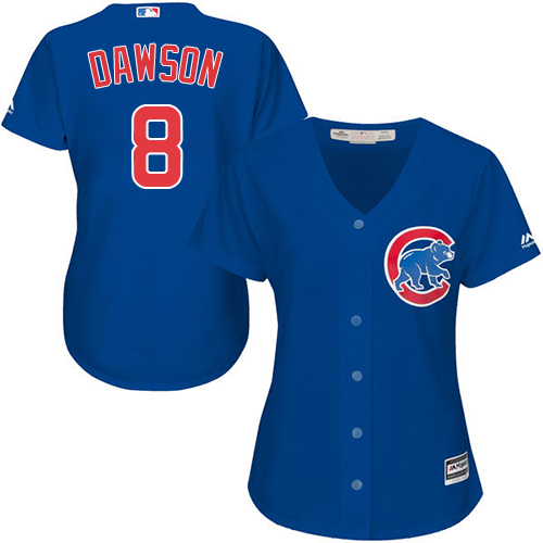 Cubs #8 Andre Dawson Blue Alternate Women's Stitched MLB Jersey