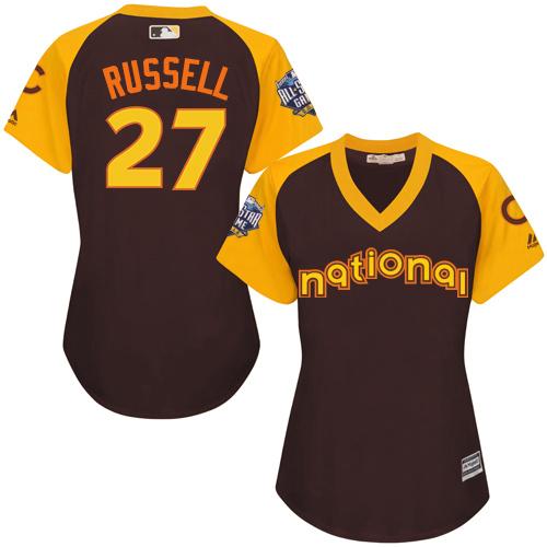 Cubs #27 Addison Russell Brown 2016 All-Star National League Women's Stitched MLB Jersey