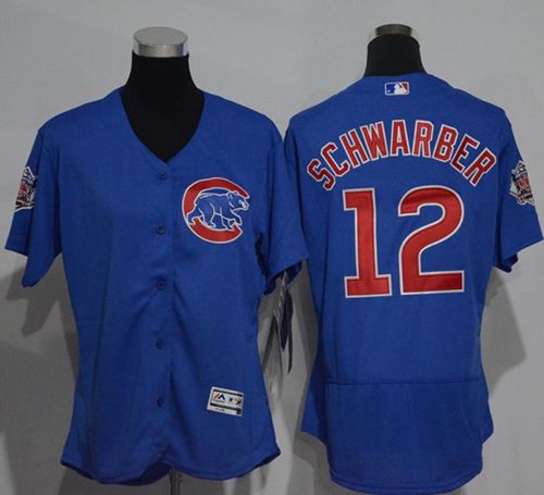 Cubs #12 Kyle Schwarber Blue Flexbase Authentic Women's Stitched MLB Jersey