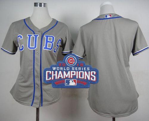 Cubs Blank Grey Alternate Road 2016 World Series Champions Women's Stitched MLB Jersey
