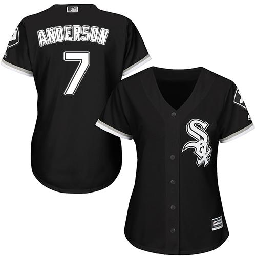 White Sox #7 Tim Anderson Black Alternate Women's Stitched MLB Jersey