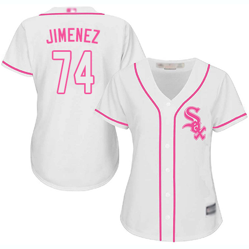 White Sox #74 Eloy Jimenez White/Pink Fashion Women's Stitched MLB Jersey