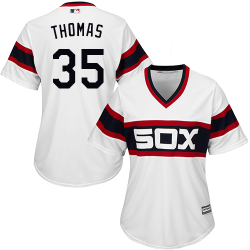 White Sox #35 Frank Thomas White Alternate Home Women's Stitched MLB Jersey
