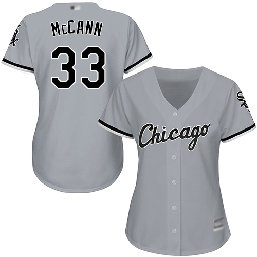 White Sox #33 James McCann Grey Road Women's Stitched MLB Jersey