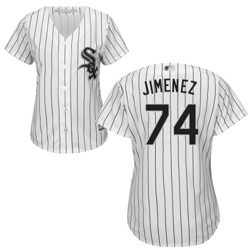 White Sox #74 Eloy Jimenez White(Black Strip) Home Women's Stitched MLB Jersey
