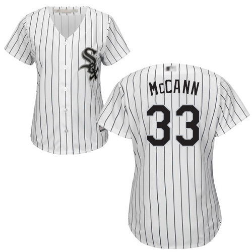 White Sox #33 James McCann White(Black Strip) Home Women's Stitched MLB Jersey