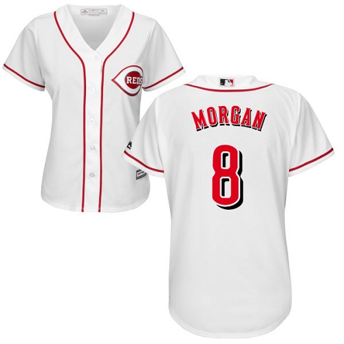 Reds #8 Joe Morgan White Home Women's Stitched MLB Jersey