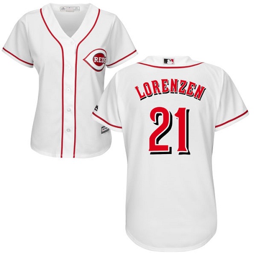 Reds #21 Michael Lorenzen White Home Women's Stitched MLB Jersey
