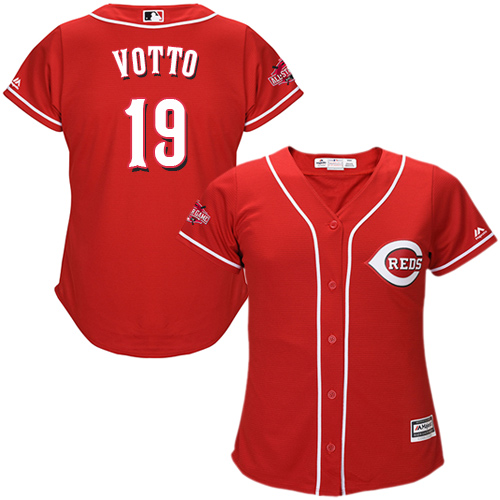 Reds #19 Joey Votto Red Alternate Women's Stitched MLB Jersey
