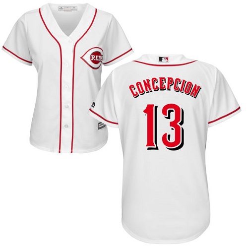 Reds #13 Dave Concepcion White Home Women's Stitched MLB Jersey