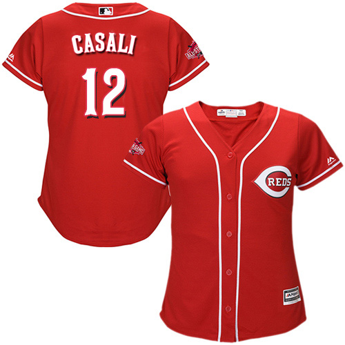 Reds #12 Curt Casali Red Alternate Women's Stitched MLB Jersey