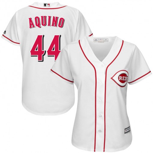 Reds #44 Aristides Aquino White Home Women's Stitched MLB Jersey