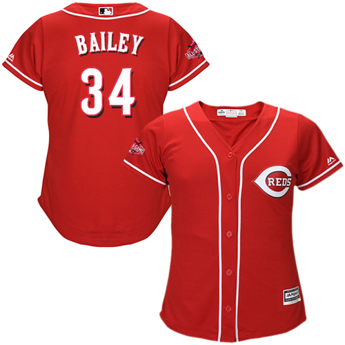 Reds #34 Homer Bailey Red Alternate Women's Stitched MLB Jersey