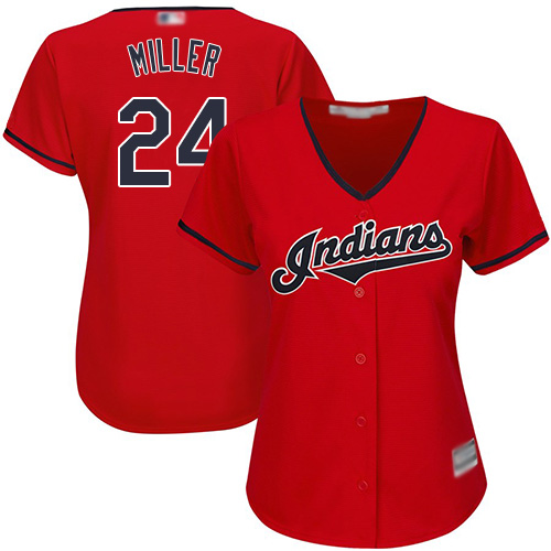 Indians #24 Andrew Miller Red Women's Stitched MLB Jersey