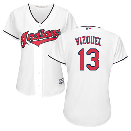 Indians #13 Omar Vizquel White Home Women's Stitched MLB Jersey