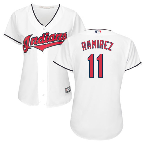 Indians #11 Jose Ramirez White Home Women's Stitched MLB Jersey