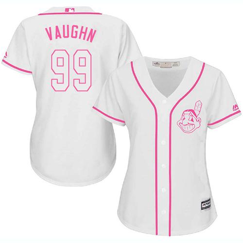 Indians #99 Ricky Vaughn White/Pink Fashion Women's Stitched MLB Jersey