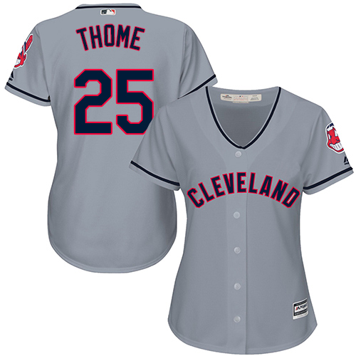 Indians #25 Jim Thome Grey Road Women's Stitched MLB Jersey
