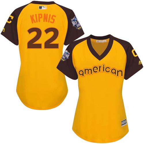 Indians #22 Jason Kipnis Gold 2016 All-Star American League Women's Stitched MLB Jersey
