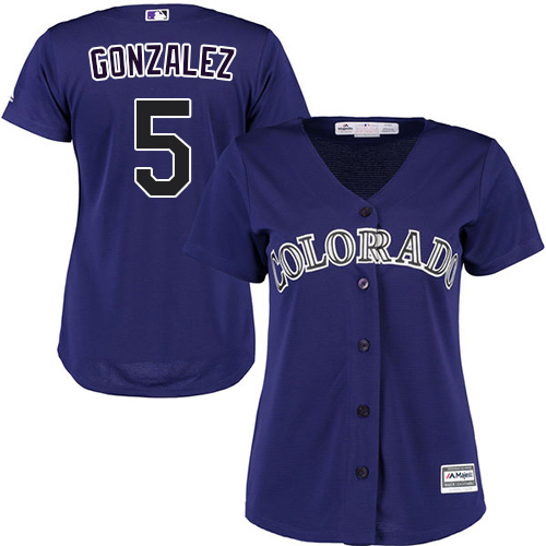 Rockies #5 Carlos Gonzalez Purple Alternate Women's Stitched MLB Jersey