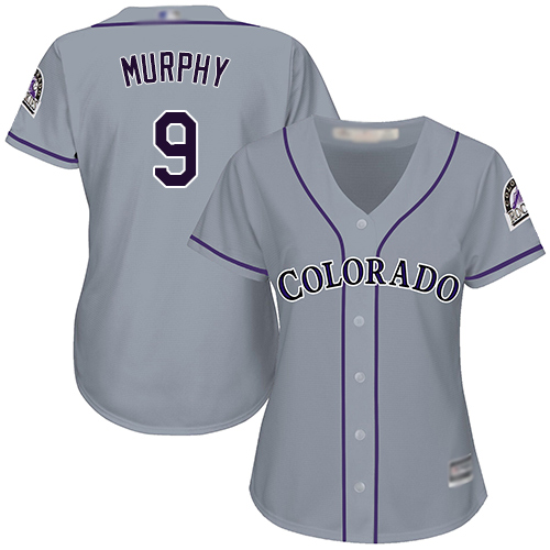 Rockies #9 Daniel Murphy Grey Road Women's Stitched MLB Jersey