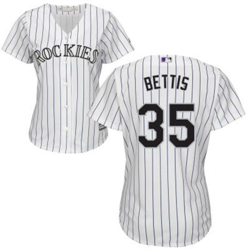 Rockies #35 Chad Bettis White Strip Home Women's Stitched MLB Jersey