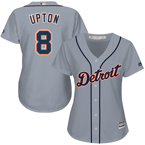 Tigers #8 Justin Upton Grey Road Women's Stitched MLB Jersey