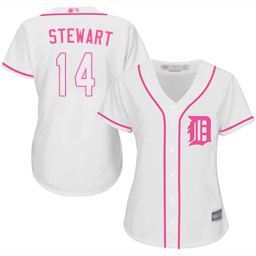 Tigers #14 Christin Stewart White/Pink Fashion Women's Stitched MLB Jersey