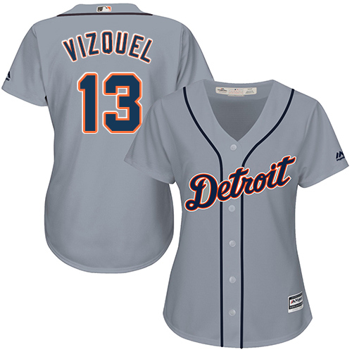 Tigers #13 Omar Vizquel Grey Road Women's Stitched MLB Jersey