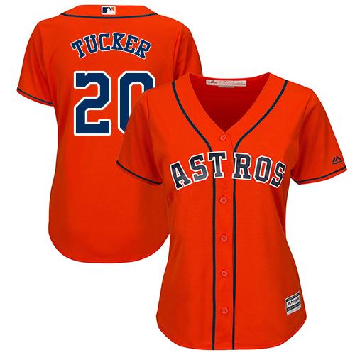 Astros #20 Preston Tucker Orange Alternate Women's Stitched MLB Jersey