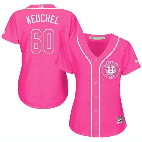 Astros #60 Dallas Keuchel Pink Fashion Women's Stitched MLB Jersey