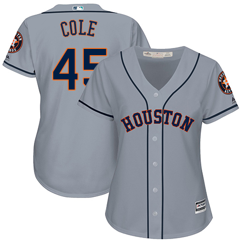 Astros #45 Gerrit Cole Grey Road Women's Stitched MLB Jersey