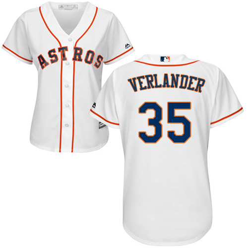 Astros #35 Justin Verlander White Home Women's Stitched MLB Jersey