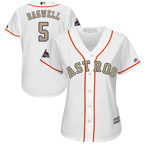 Astros #5 Jeff Bagwell White 2018 Gold Program Cool Base Women's Stitched MLB Jersey