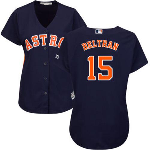 Astros #15 Carlos Beltran Navy Blue Alternate Women's Stitched MLB Jersey
