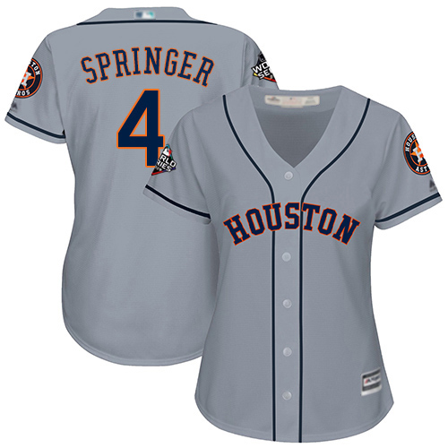 Astros #4 George Springer Grey Road 2019 World Series Bound Women's Stitched MLB Jersey
