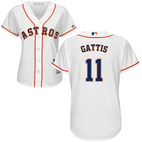 Astros #11 Evan Gattis White Home Women's Stitched MLB Jersey