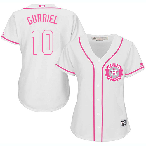 Astros #10 Yuli Gurriel White/Pink Fashion Women's Stitched MLB Jersey