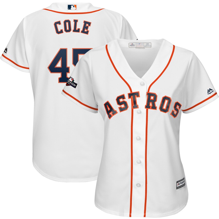 Houston Astros #45 Gerrit Cole Majestic Women's 2019 Postseason Official Cool Base Player Jersey White