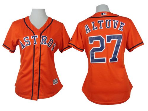 Astros #27 Jose Altuve Orange Alternate Women's Stitched MLB Jersey