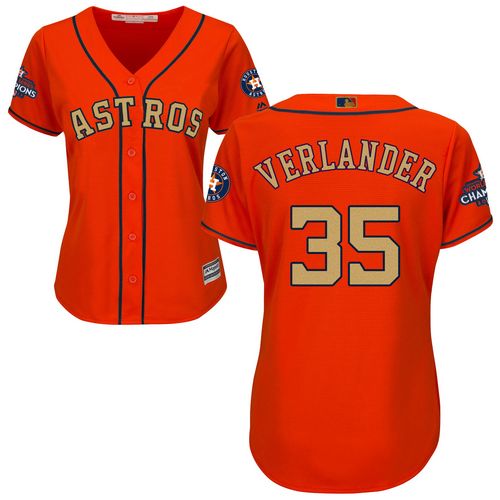 Astros #35 Justin Verlander Orange 2018 Gold Program Cool Base Women's Stitched MLB Jersey
