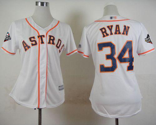 Astros #34 Nolan Ryan White Home 2019 World Series Bound Women's Stitched MLB Jersey