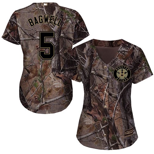 Astros #5 Jeff Bagwell Camo Realtree Collection Cool Base Women's Stitched MLB Jersey