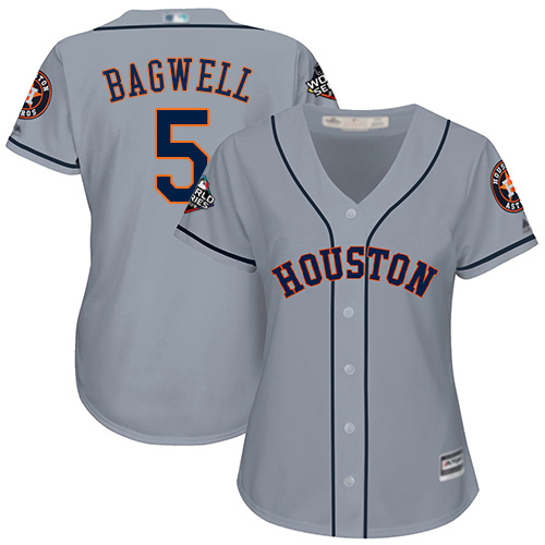 Astros #5 Jeff Bagwell Grey Road 2019 World Series Bound Women's Stitched MLB Jersey