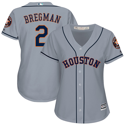 Astros #2 Alex Bregman Grey Road Women's Stitched MLB Jersey