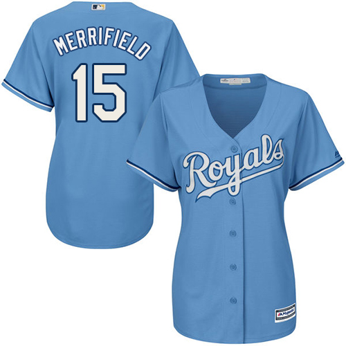 Royals #15 Whit Merrifield Light Blue Alternate Women's Stitched MLB Jersey